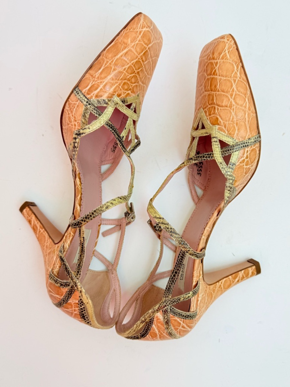 Prada Archive Exotic Crocodile embossed snakeskin trim Square Toe Sandals EU39.5 - Picture 7 of 10